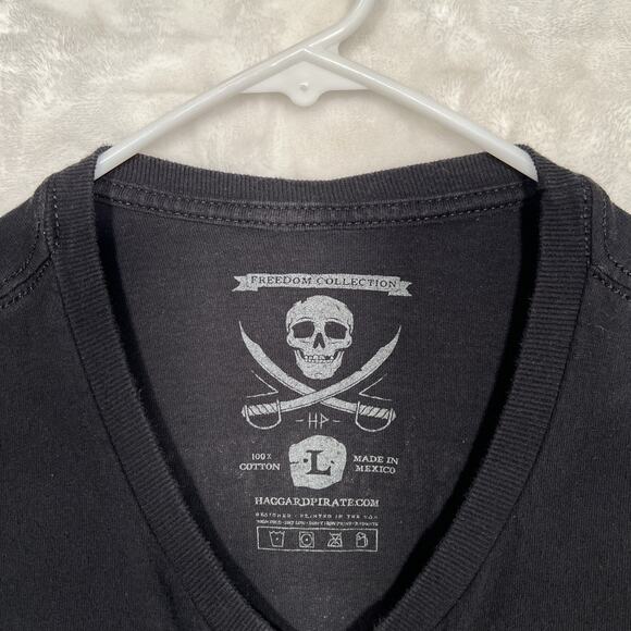 LG Haggard Pirate Short Sleeve Black Tee T Shirt "Drinking Crew" Pirate Sailor - Picture 4 of 9